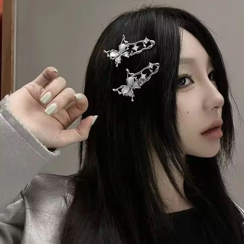 Silver Butterfly Hair Clips